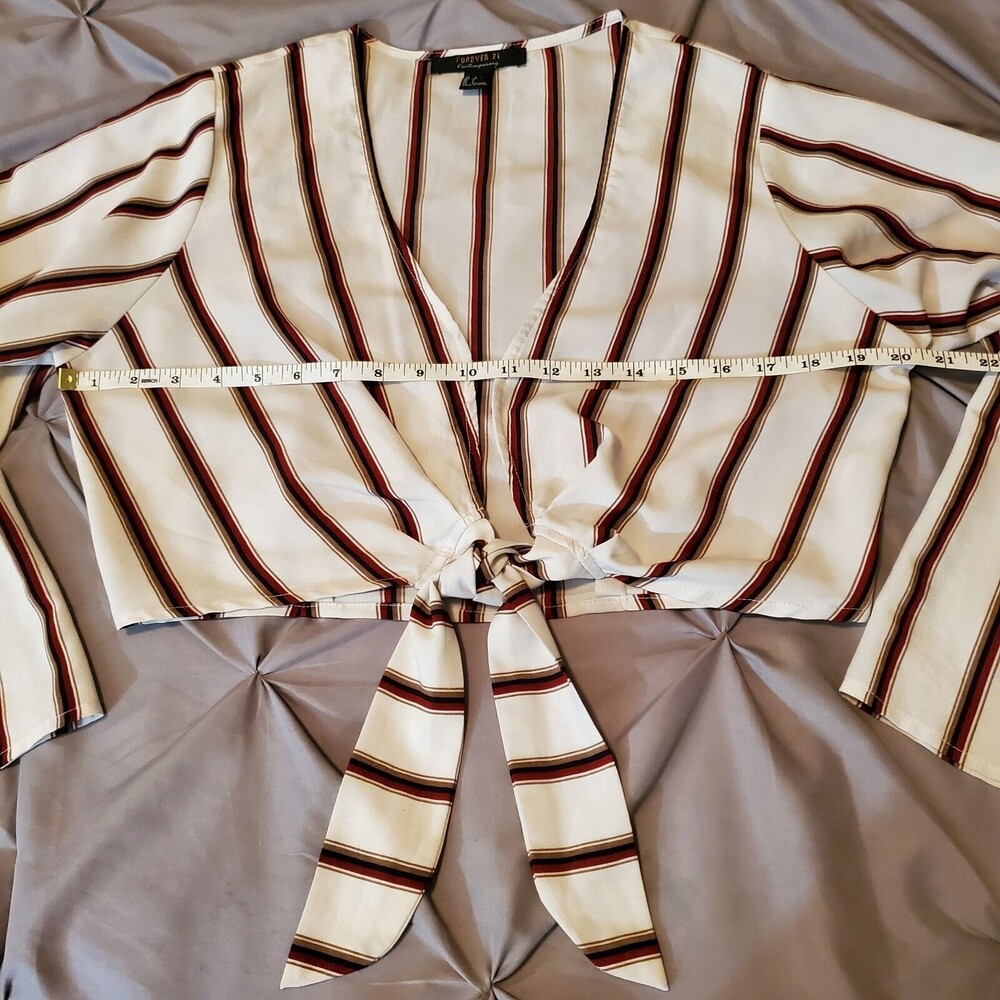 Forever 21 Blouse Top Kimono Wrap Cropped Sz L Bell Sleeve Boho Hippie Festival - Picture 3 of 8